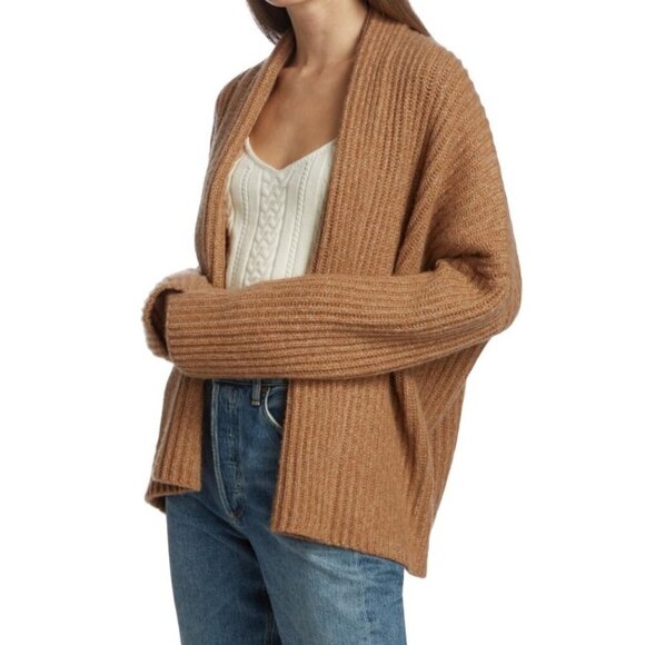 💕NAADAM💕 Cashmere Fisherman Shawl Cardigan  ~ Ginger Brown XL NWT - Picture 3 of 15